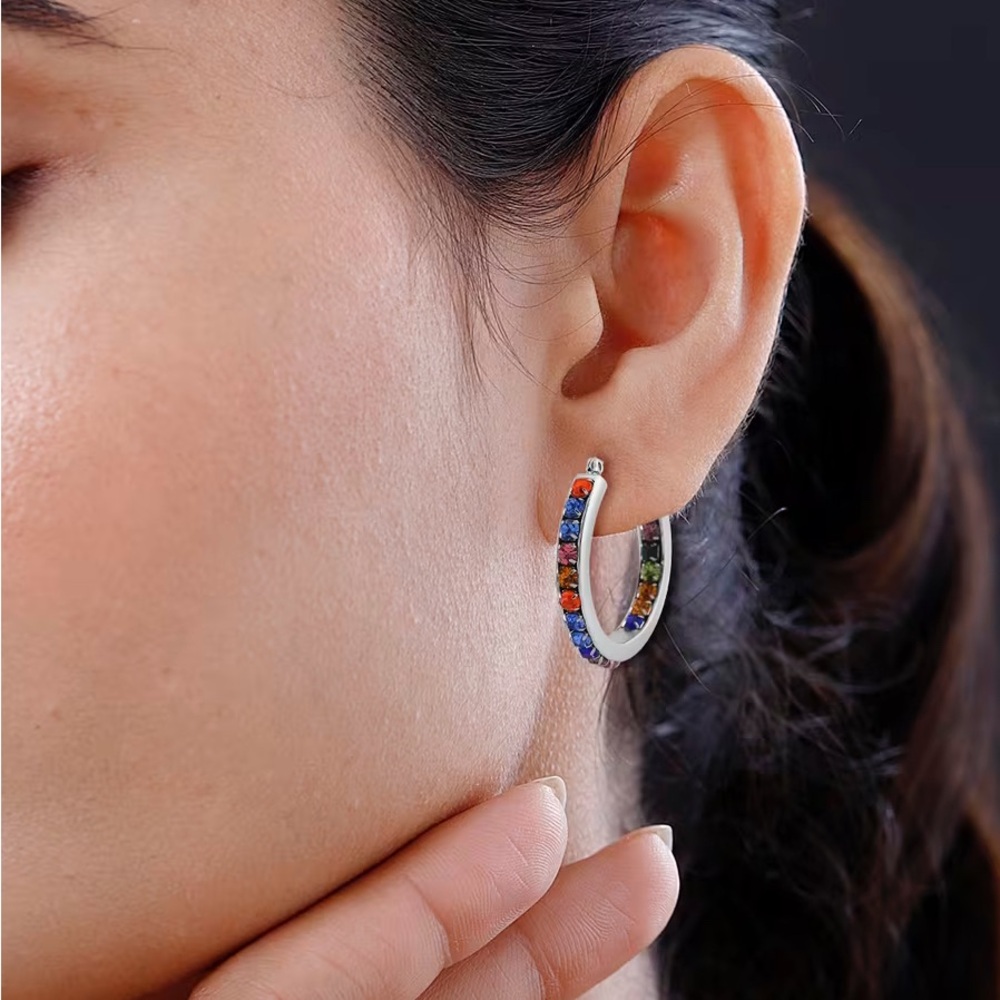 Multicolor Australian Crystal Earrings in Stainless Steel
